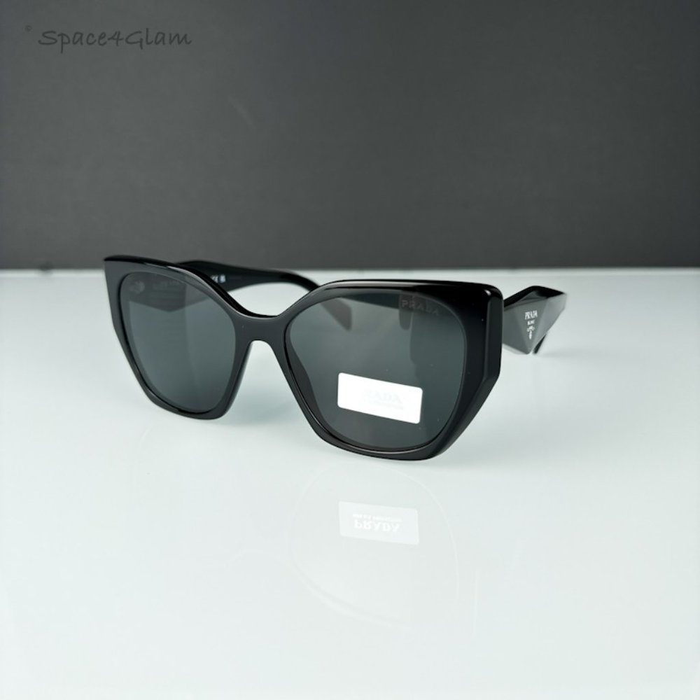 Prada Women Sunglasses Black Grey Cat Eye PR19ZS 1AB5S0 NEW AUTHENTIC - Picture 4 of 9